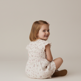 Organic Smocked Jumpsuit - Blush Floral - Aaria Tees Aaria Tees