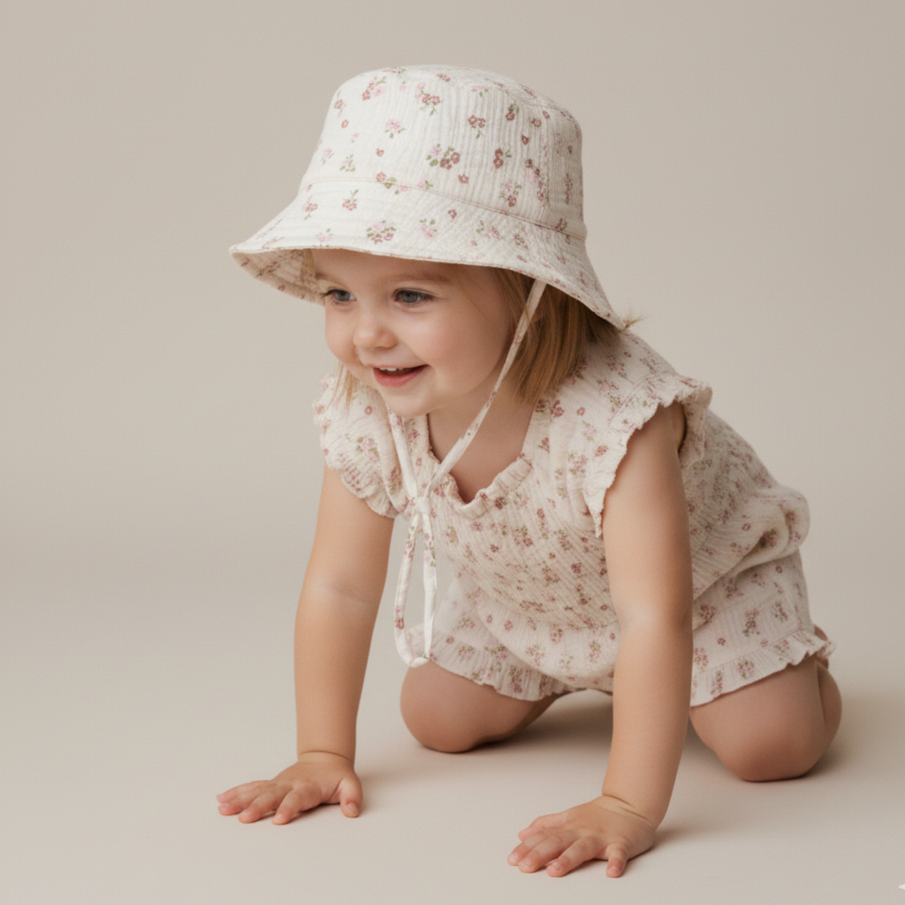 Organic Bucket Sun Hat - Blush Floral - Aaria Tees Aaria Tees