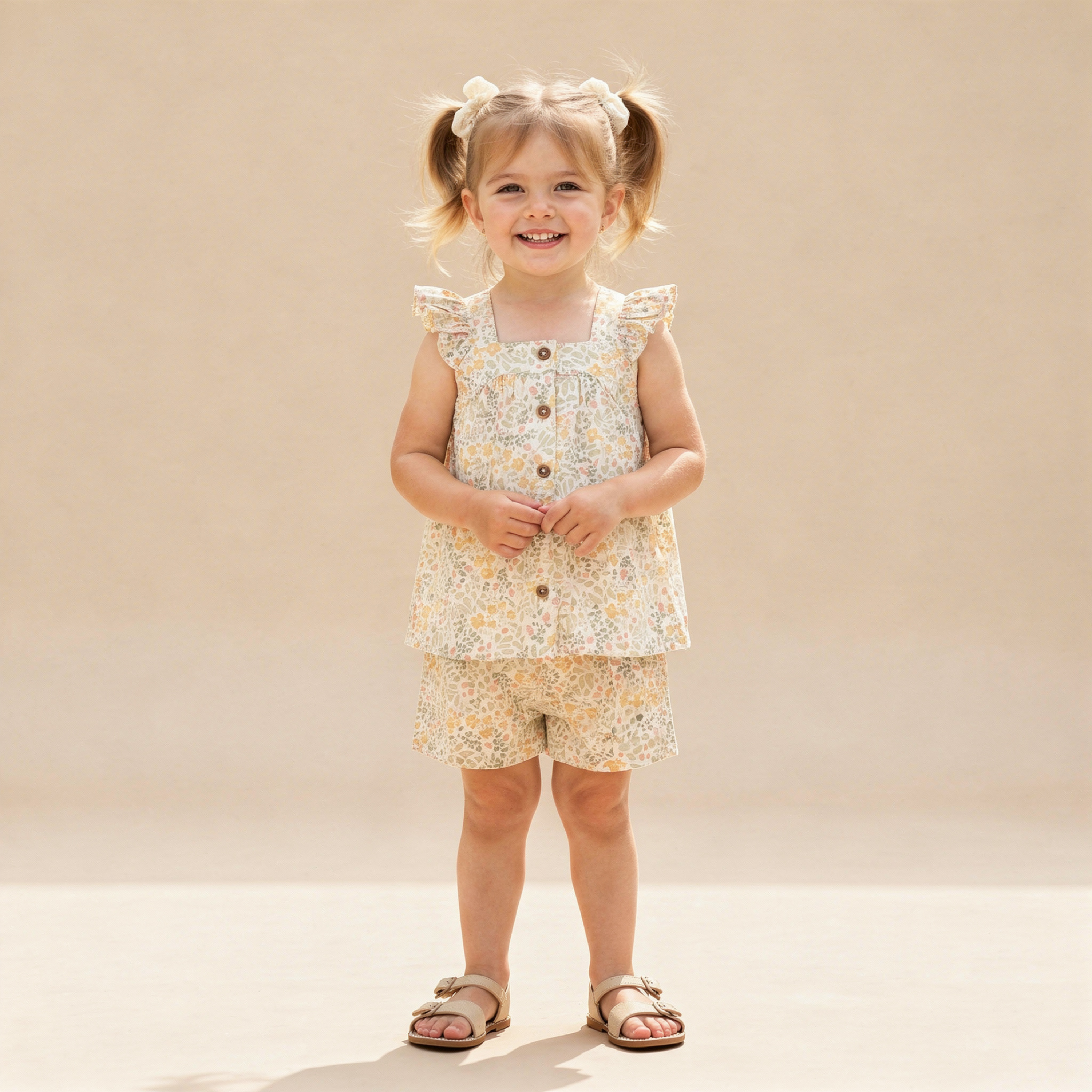 Organic Flutter Top & Shorts Set - Bloomfield - Aaria Tees Aaria Tees