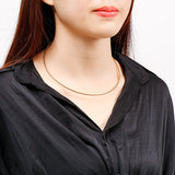Women's Collar Round Stainless Steel Plaid Gold Necklaces Aaria Tees