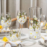 Painted Daisy Wine Glasses Aaria Tees