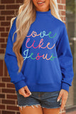 Dark Blue Love Like Jesus Mock Neck Sweatshirt - Aaria Tees Aaria Tees