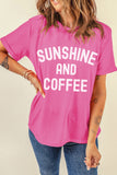 Sachet Pink SUNSHINE AND COFFEE Summer Beachwear Graphic Tee Aaria Tees