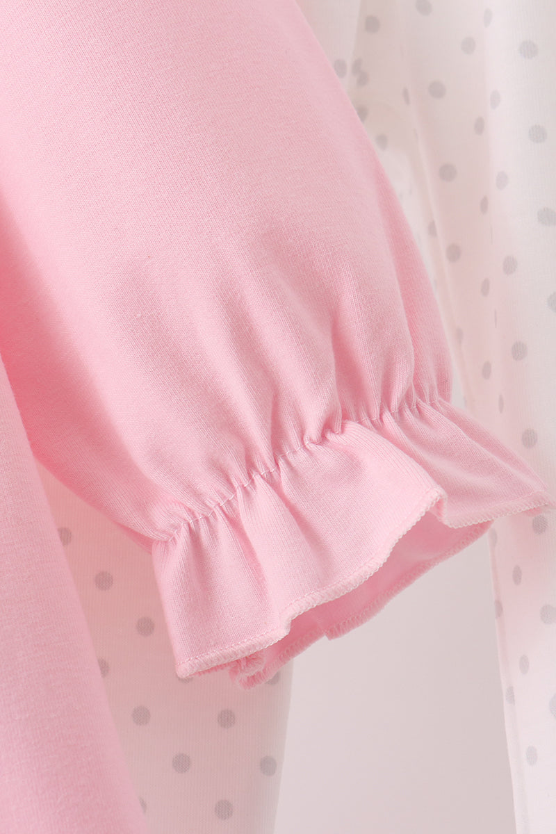 Pink big sister embroidery ruffle pants set - Aaria Tees Aaria Tees