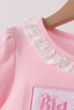 Pink big sister embroidery ruffle pants set - Aaria Tees Aaria Tees
