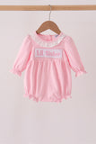 Pink Lil sister embroidery ruffle bubble - Aaria Tees Aaria Tees