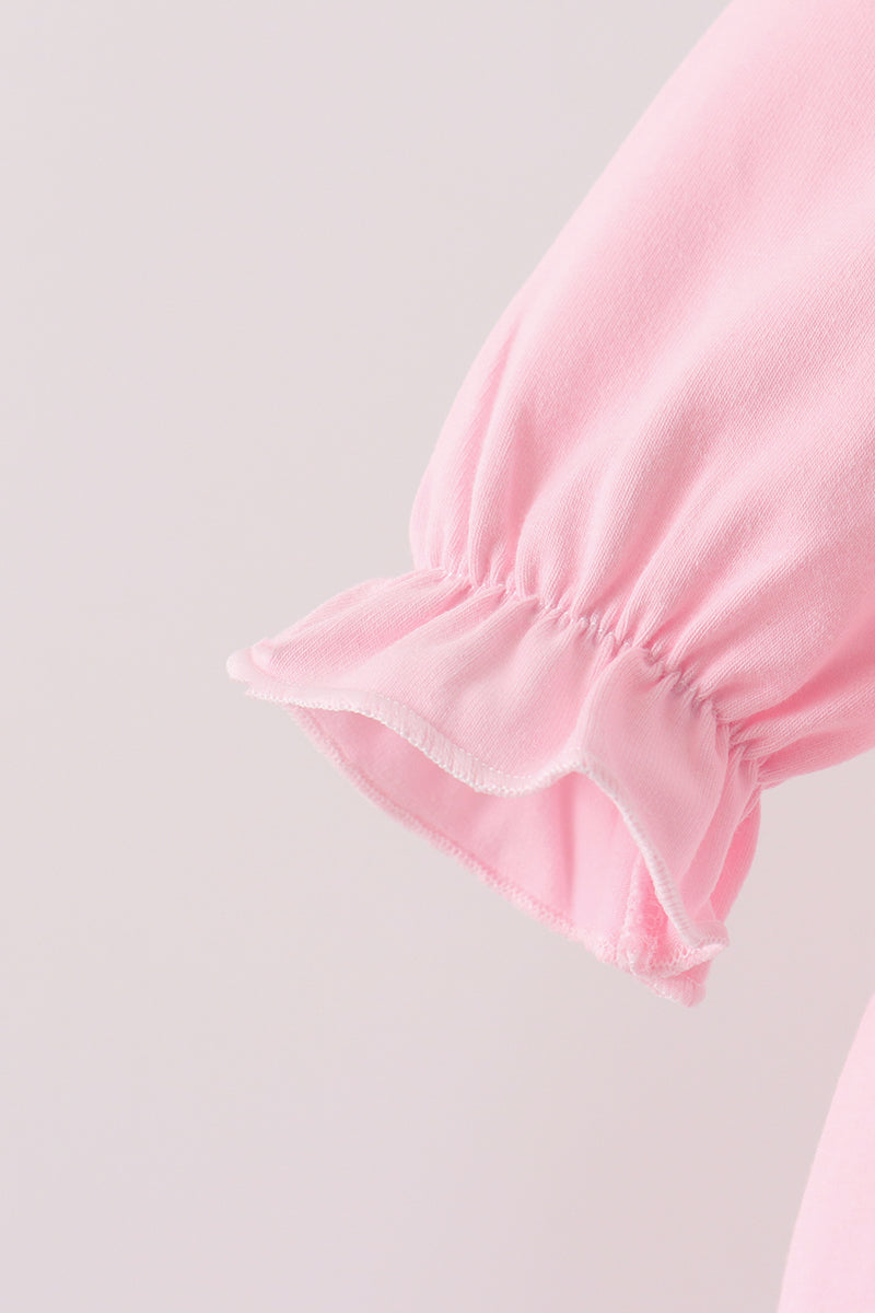 Pink Lil sister embroidery ruffle bubble - Aaria Tees Aaria Tees