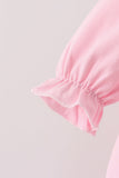 Pink Lil sister embroidery ruffle bubble - Aaria Tees Aaria Tees