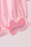Pink Lil sister embroidery ruffle bubble - Aaria Tees Aaria Tees