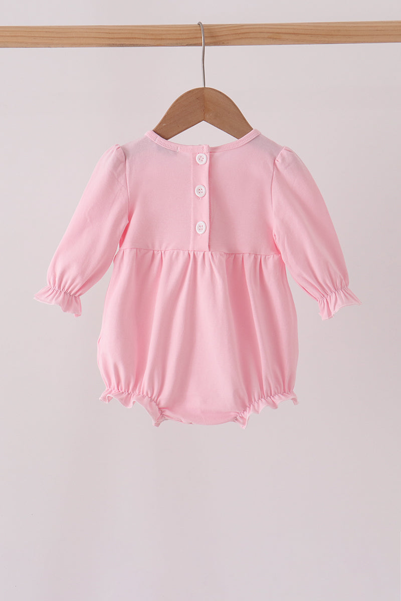 Pink Lil sister embroidery ruffle bubble - Aaria Tees Aaria Tees