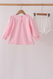 Pink Lil sister embroidery ruffle bloomer set - Aaria Tees Aaria Tees