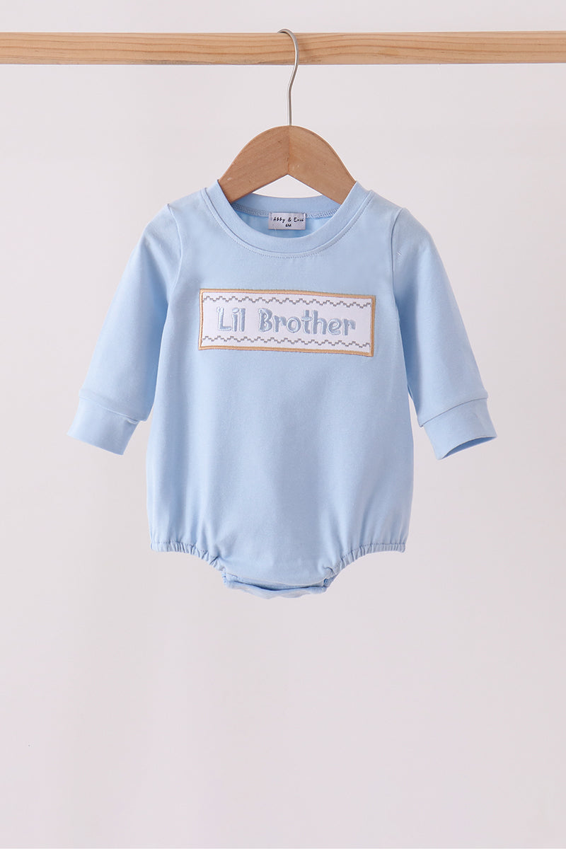 Blue Lil brother embroidery bubble - Aaria Tees Aaria Tees