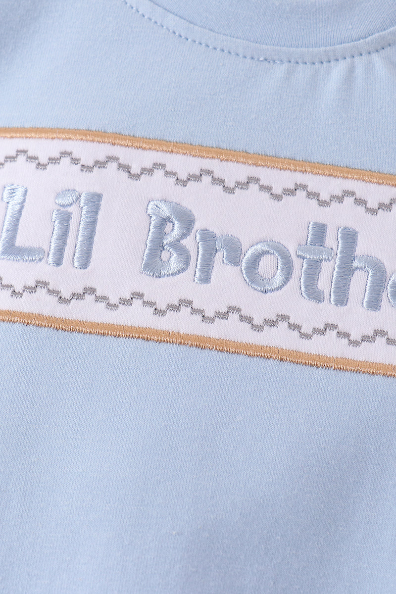 Blue Lil brother embroidery bubble - Aaria Tees Aaria Tees