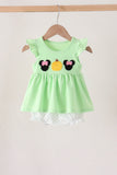 Light green character french knot ruffle bubble Aaria Tees