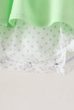 Light green character french knot ruffle bubble Aaria Tees