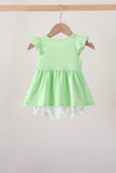 Light green character french knot ruffle bubble Aaria Tees