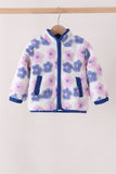 Blue floral fleece jacket Aaria Tees