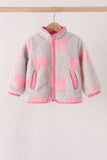 Pink bow fleece jacket Aaria Tees