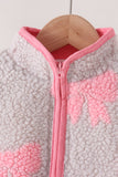 Pink bow fleece jacket Aaria Tees