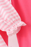 Pink Stripe Princess Embroidery Ruffle Pants Set - Aaria Tees Aaria Tees
