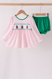 Pink Plaid Gingerbread Embroidery Bloomer Set Aaria Tees