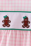 Pink Plaid Gingerbread Embroidery Bloomer Set Aaria Tees