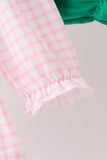 Pink Plaid Gingerbread Embroidery Bloomer Set Aaria Tees