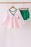Pink Plaid Gingerbread Embroidery Bloomer Set Aaria Tees