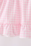 Pink Plaid Gingerbread Embroidery Ruffle Pants Set - Aaria Tees Aaria Tees
