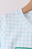 Blue Plaid Gingerbread Embroidery Pants Set Aaria Tees