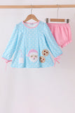 Blue Milk Santa Cookies Ruffle Bloomer Set Aaria Tees