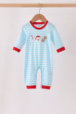 Blue Milk Santa Cookies Stripe Romper - Aaria Tees Aaria Tees