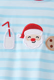 Blue Milk Santa Cookies Stripe Romper - Aaria Tees Aaria Tees