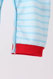 Blue Milk Santa Cookies Stripe Romper - Aaria Tees Aaria Tees
