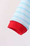 Blue Milk Santa Cookies Stripe Romper - Aaria Tees Aaria Tees