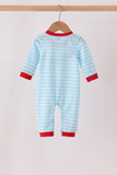 Blue Milk Santa Cookies Stripe Romper - Aaria Tees Aaria Tees