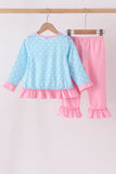 Blue Milk Santa Cookies Ruffle Pants Set - Aaria Tees Aaria Tees