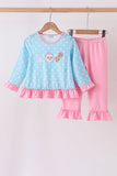 Blue Milk Santa Cookies Ruffle Pants Set Aaria Tees