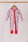 Blue santa claus bamboo zipper romper Aaria Tees
