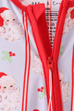 Blue santa claus bamboo zipper romper Aaria Tees