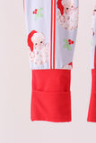 Blue santa claus bamboo zipper romper Aaria Tees