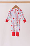 Blue santa claus bamboo zipper romper Aaria Tees