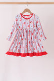 Blue santa claus bamboo ruffle dress Aaria Tees