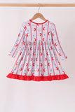 Blue santa claus bamboo ruffle dress Aaria Tees