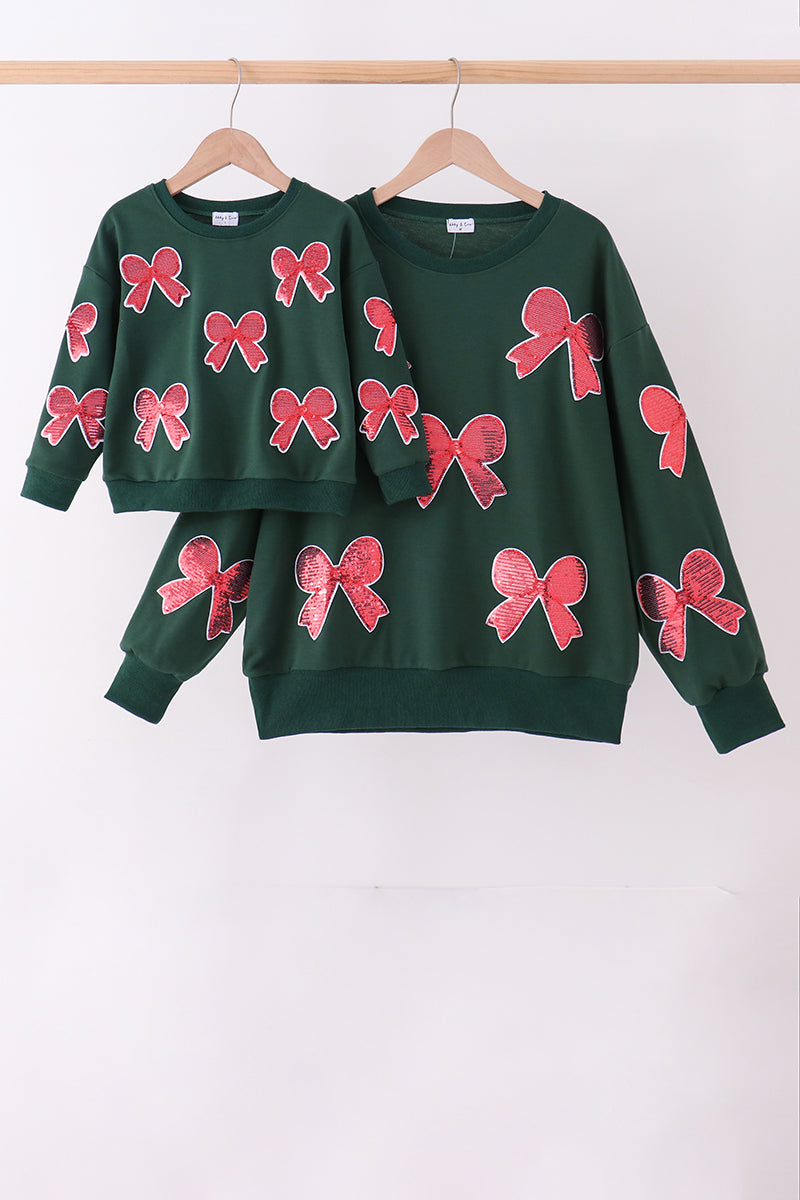 Forest bow sequin mom&me top - Aaria Tees Aaria Tees