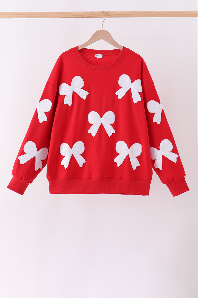 Red bow sequin mom&me top - Aaria Tees Aaria Tees