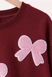 Wine bow sequin mom&me top - Aaria Tees Aaria Tees
