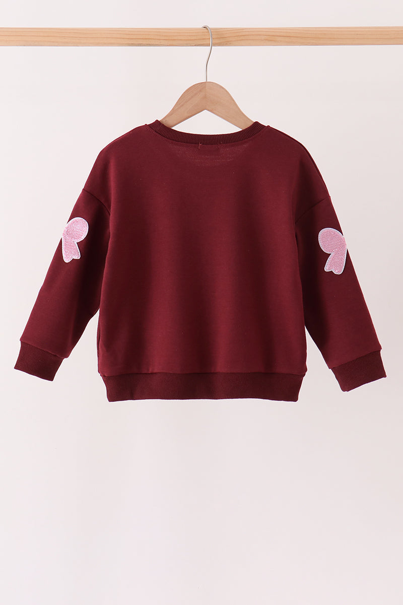 Wine bow sequin mom&me top - Aaria Tees Aaria Tees