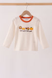 Cream turkey pumpkin embroidery top - Aaria Tees Aaria Tees