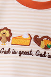 Cream turkey pumpkin embroidery top - Aaria Tees Aaria Tees